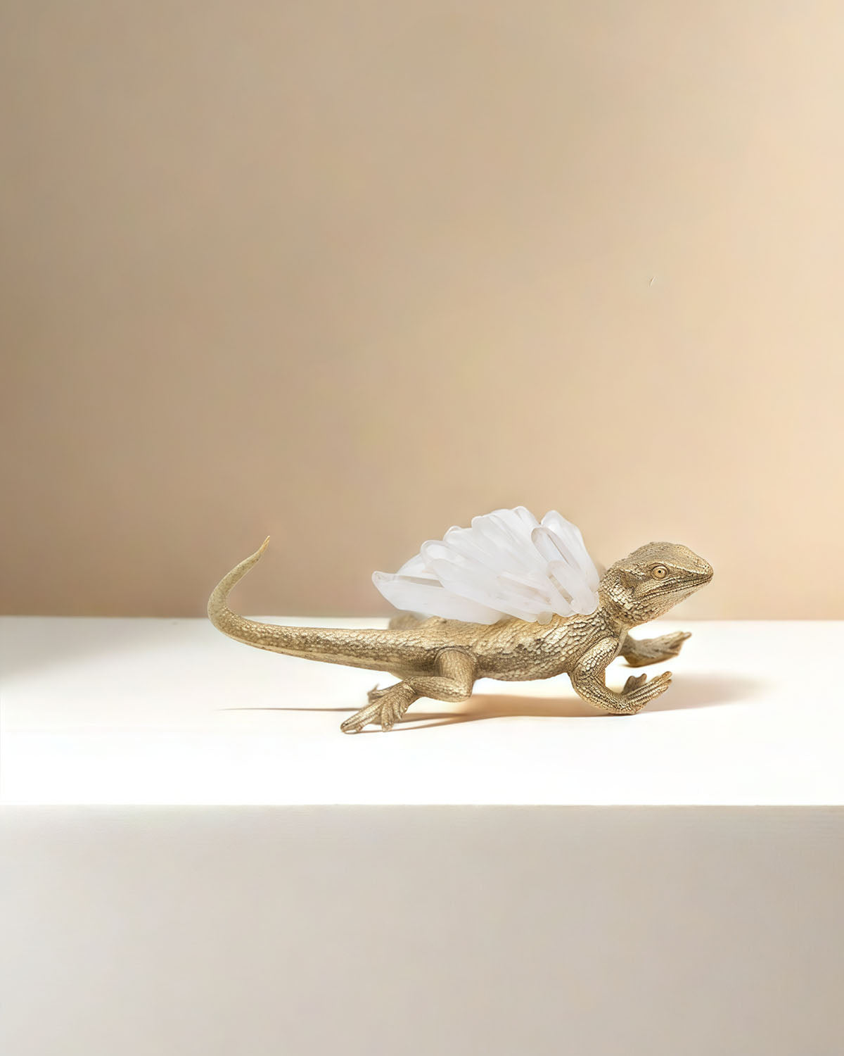 Transformative Spirit - Clear Quartz Lizard Sculpture