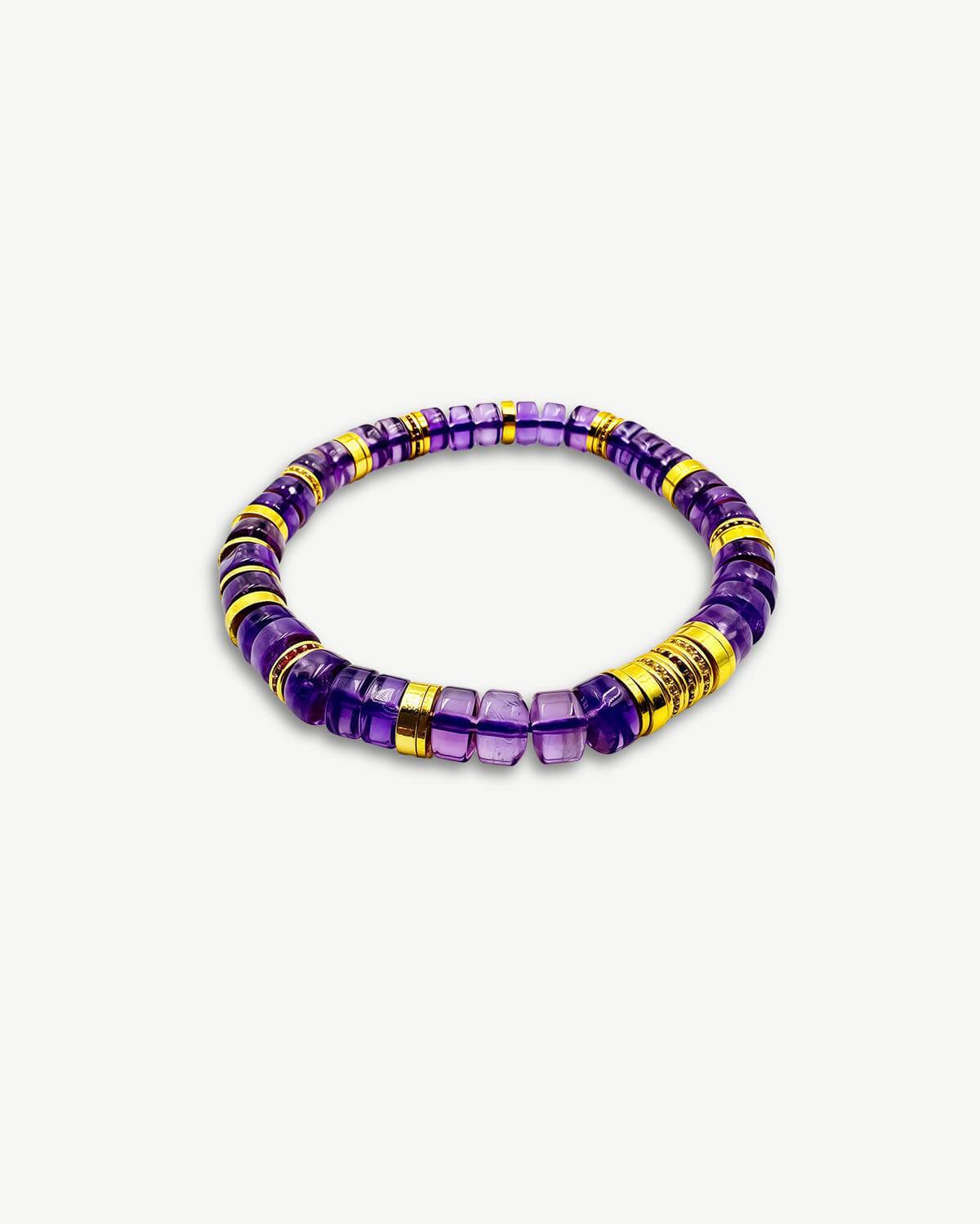 Blissful and Noble-Amethyst Athena Disc Bead Bracelet