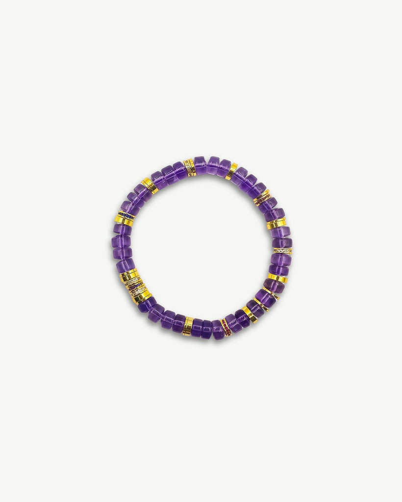 Blissful and Noble-Amethyst Athena Disc Bead Bracelet