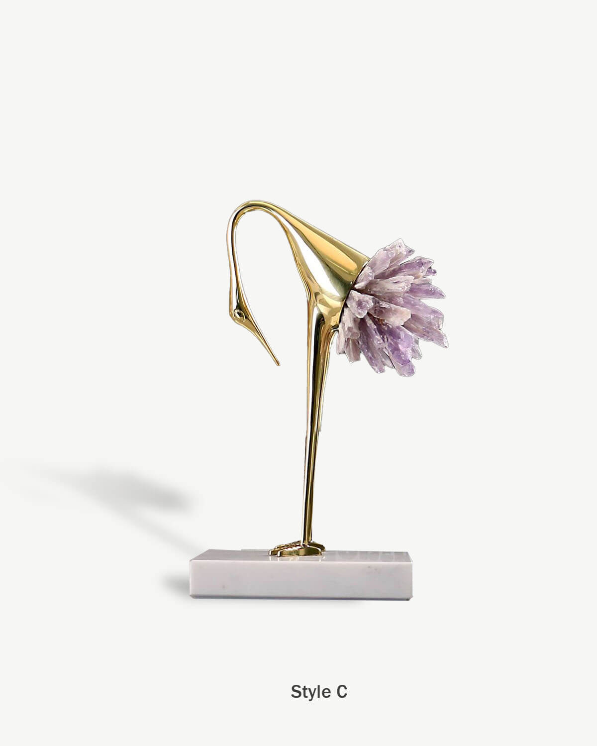 Amethyst Crane Sculpture