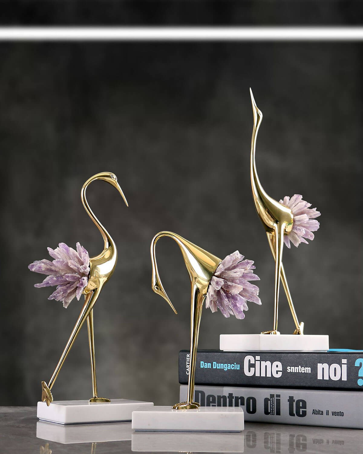 Amethyst Crane Sculpture