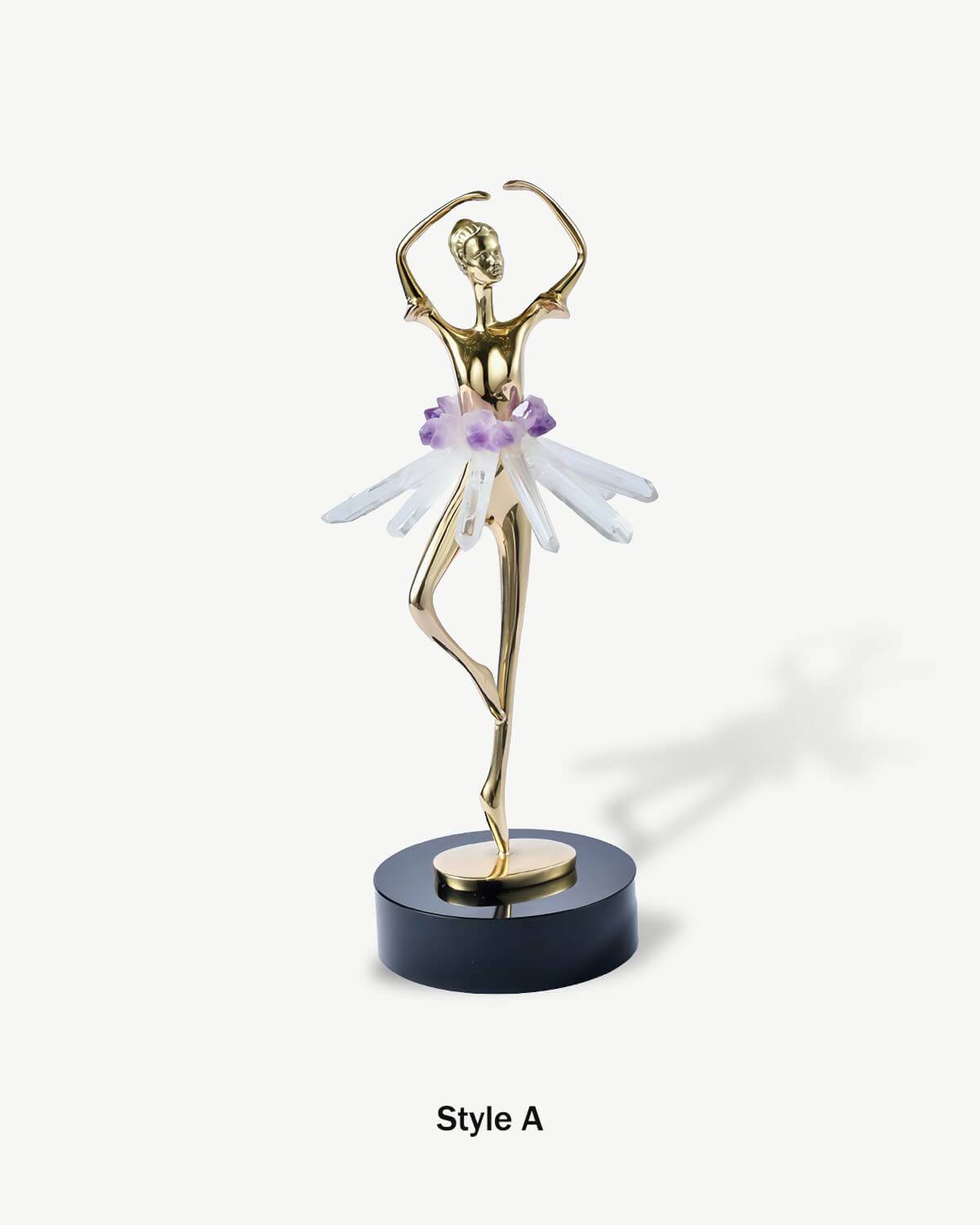 Confident Beauty - Amethyst & Clear Quartz Ballerina Sculpture