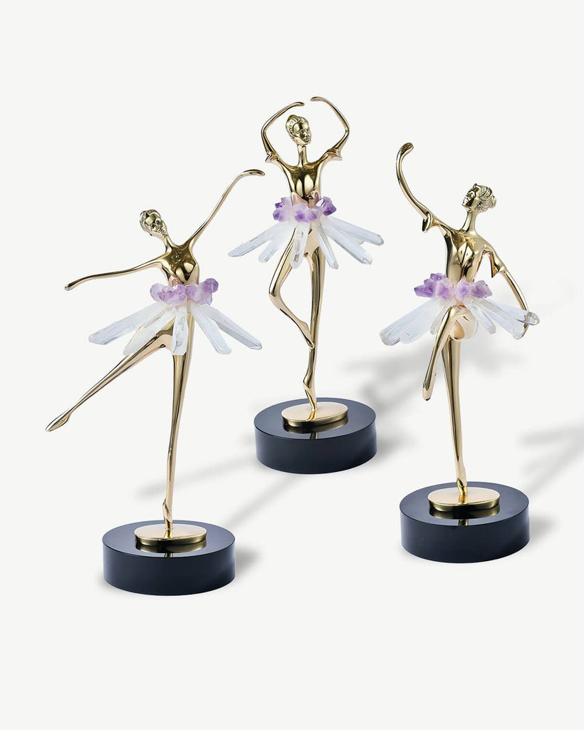 Confident Beauty - Amethyst & Clear Quartz Ballerina Sculpture