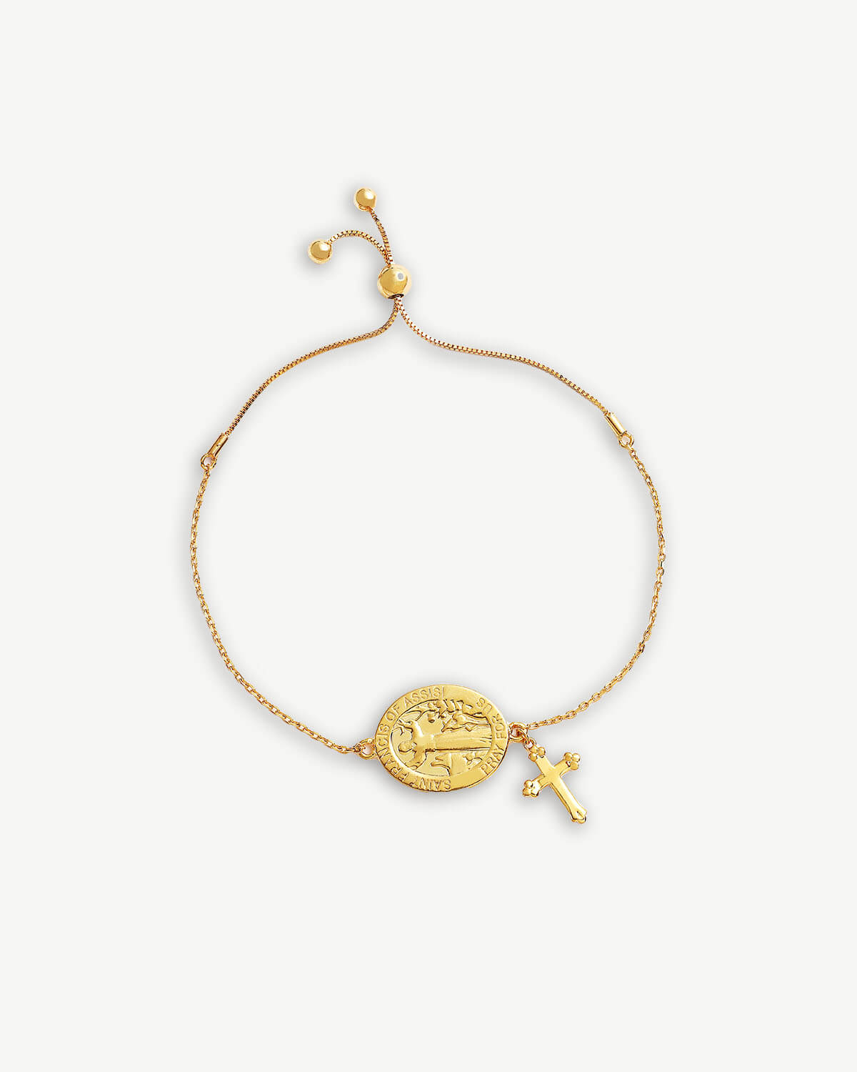 Saint and Cross Gold Bracelet