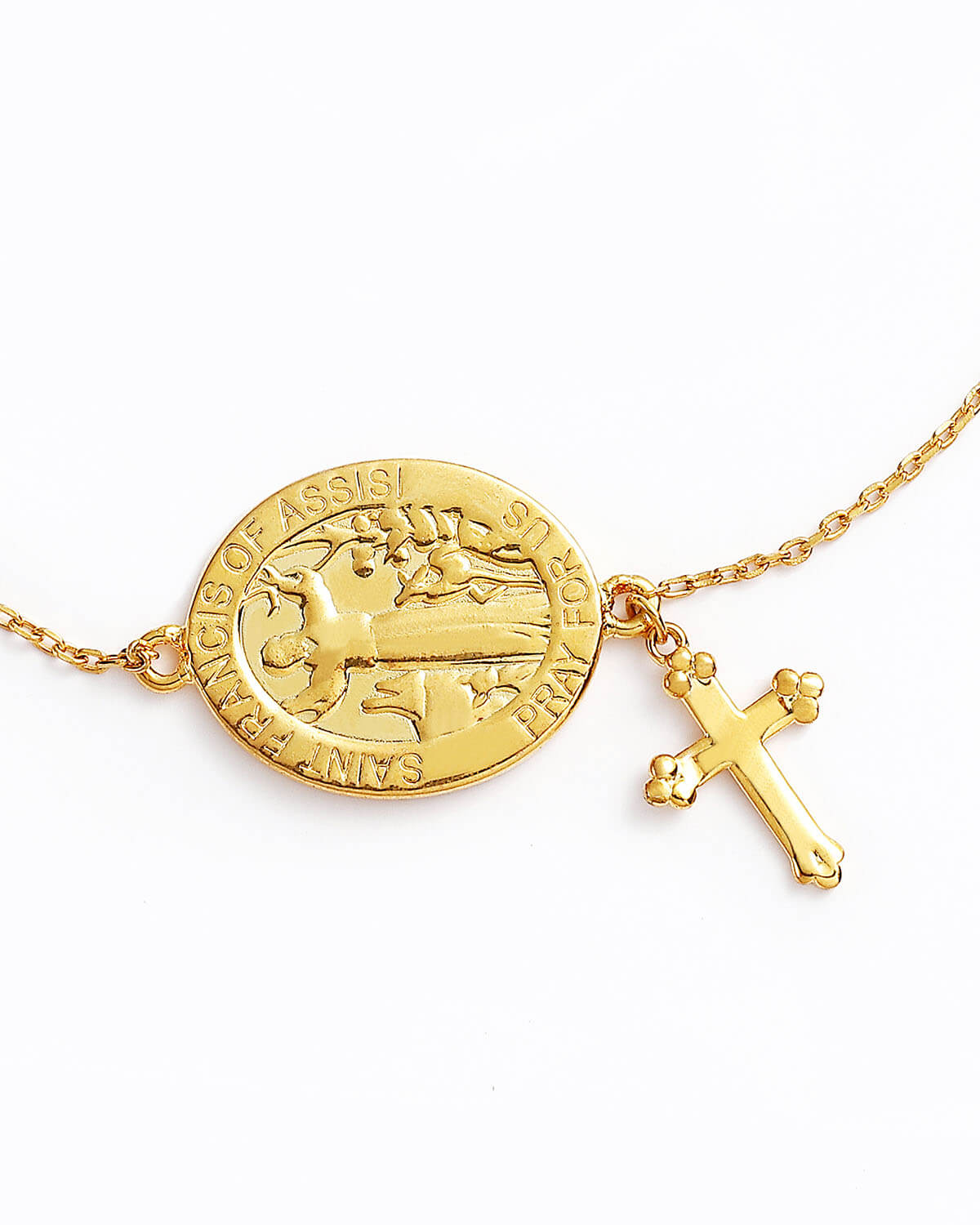 Saint and Cross Gold Bracelet