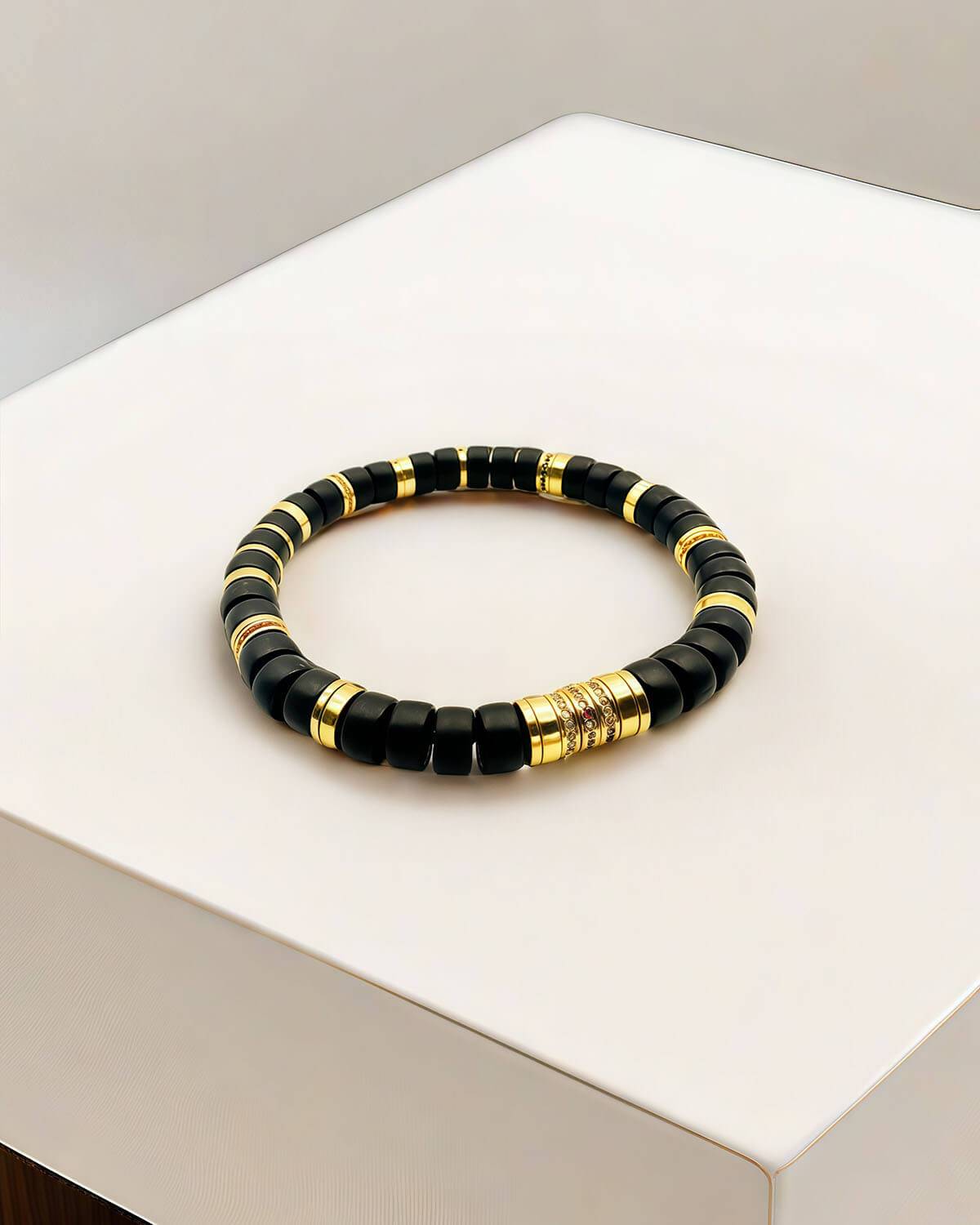 Fashion Power-Ebony Wood Athena Disc Bead Bracelet