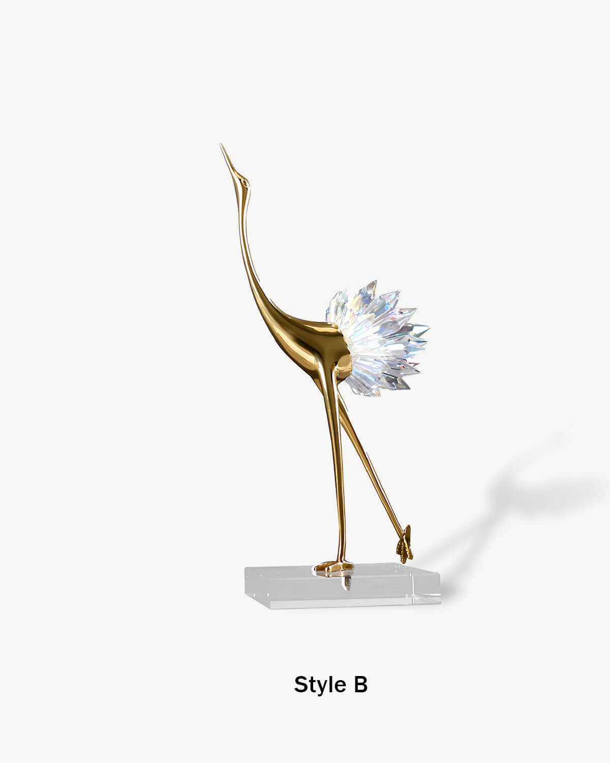 Elegant Health -  Clear Quartz Crane Sculpture