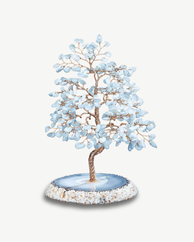 Harmonious Clarity - Aquamarine and Blue Agate Tree of Life