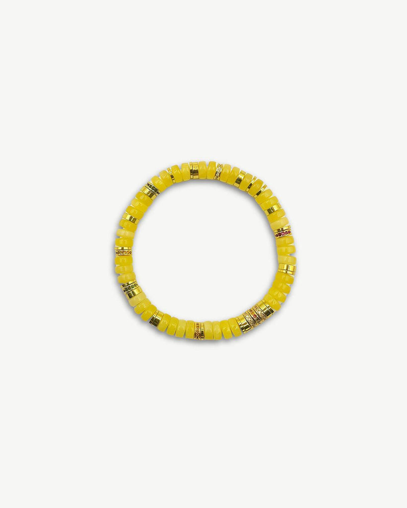 Lucky Light-Yellow Amber Athena Disc Bead Bracelet