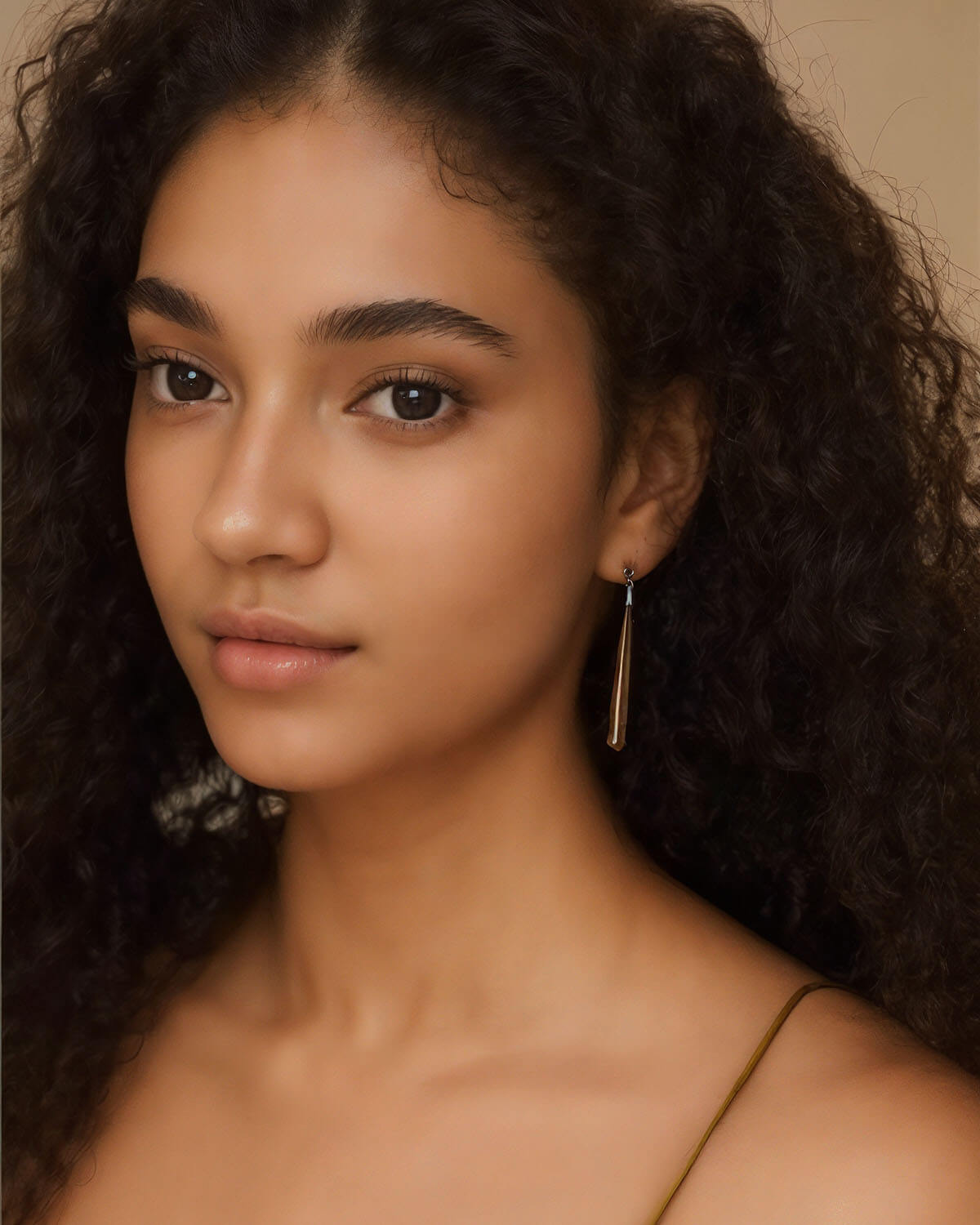 a close up of a person with long hair