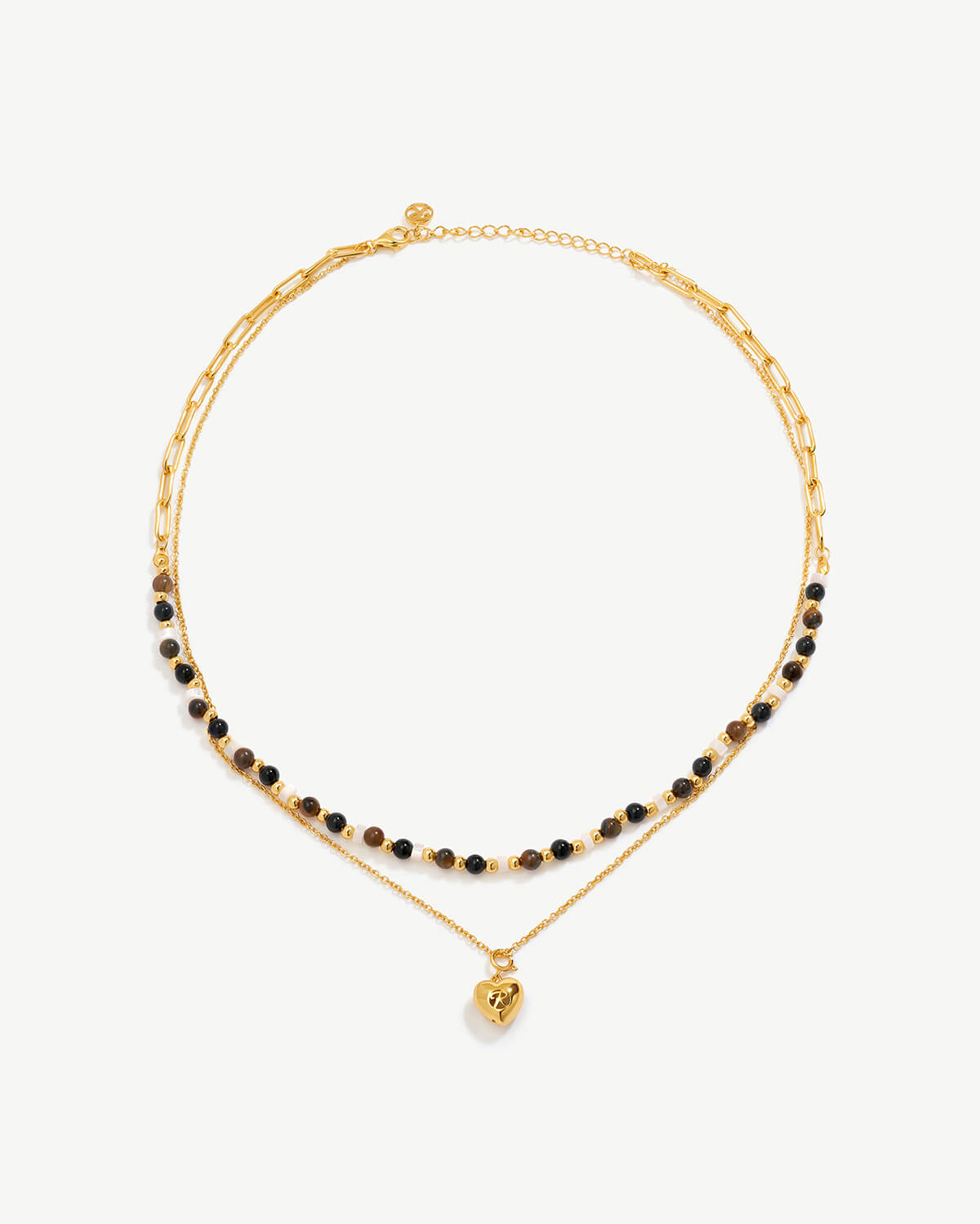 Sophisticated Dual-Strand Beaded Necklace with Gold Accents