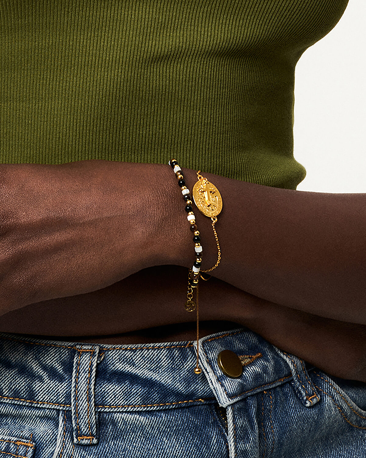 Chic Tiger Eye and Onyx Bead Bracelet