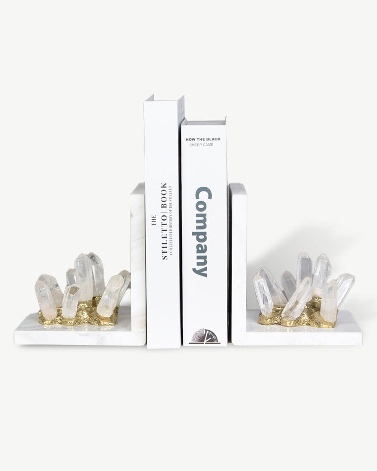 White Quartz Crystal Bookends