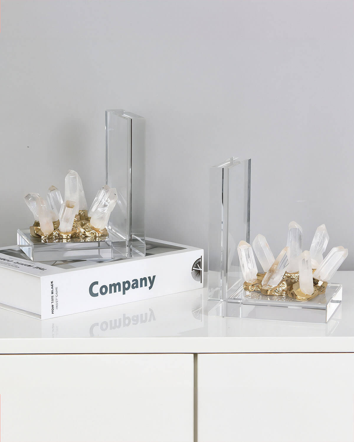 White Quartz Crystal Bookends