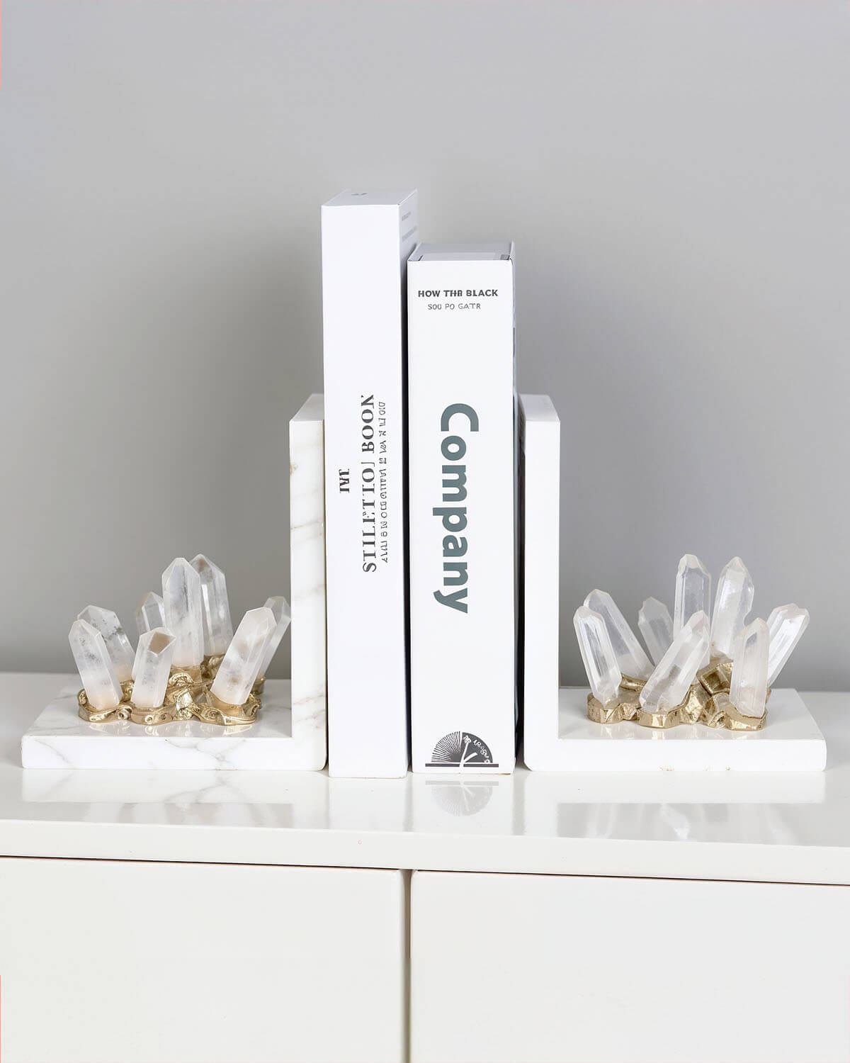 White Quartz Crystal Bookends