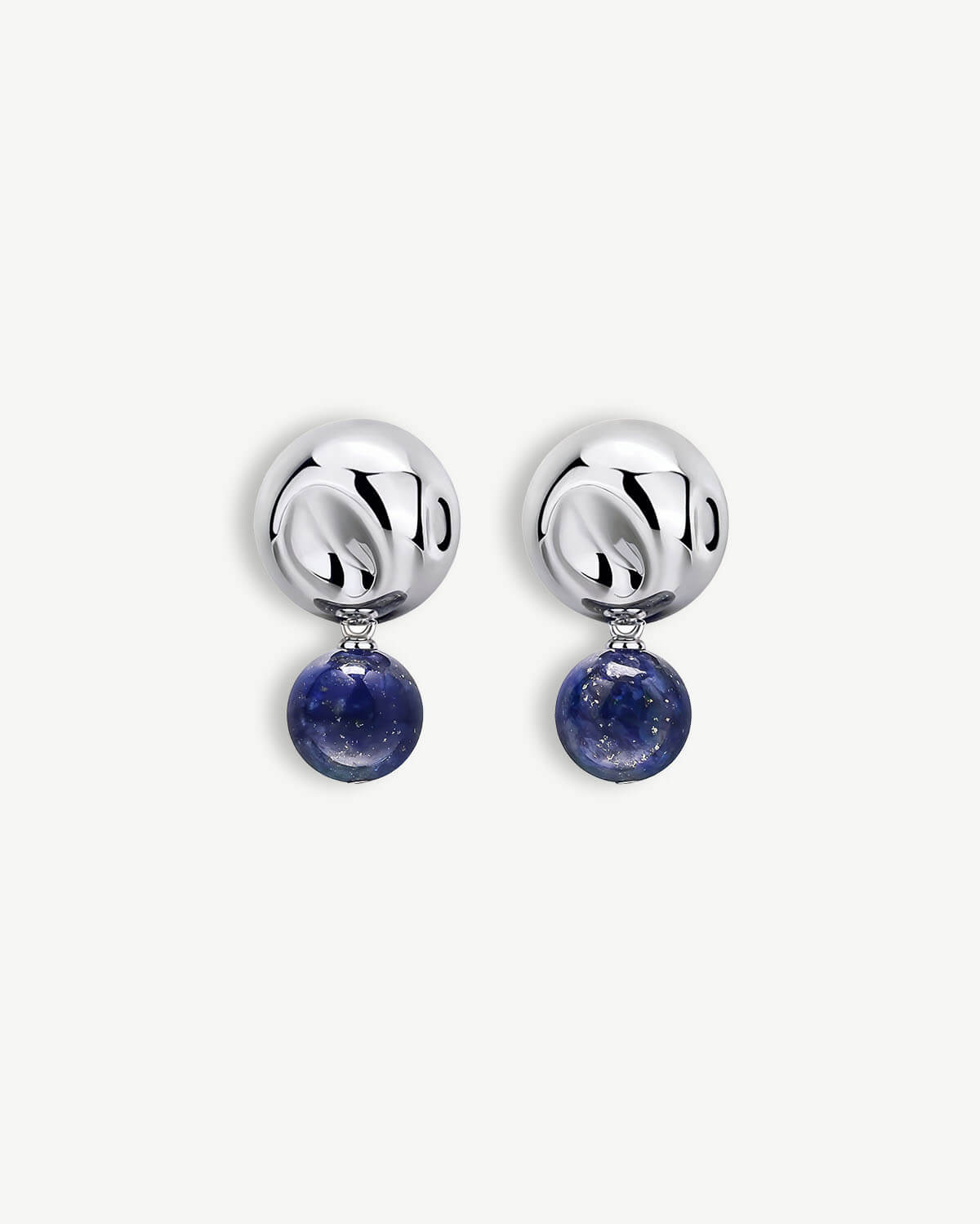 a pair of earrings with a blue stone