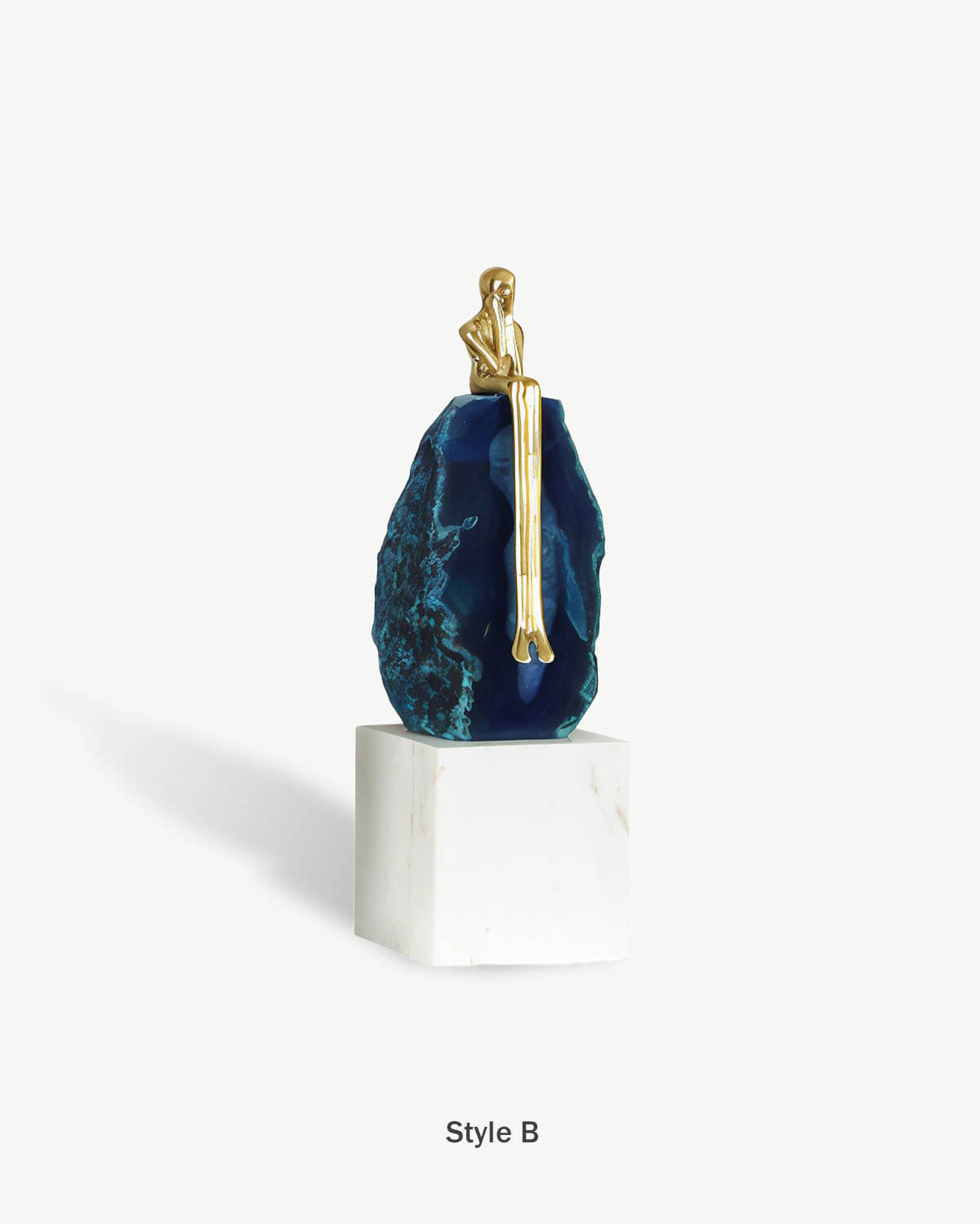 Blue Agate Thinker Sculpture Set