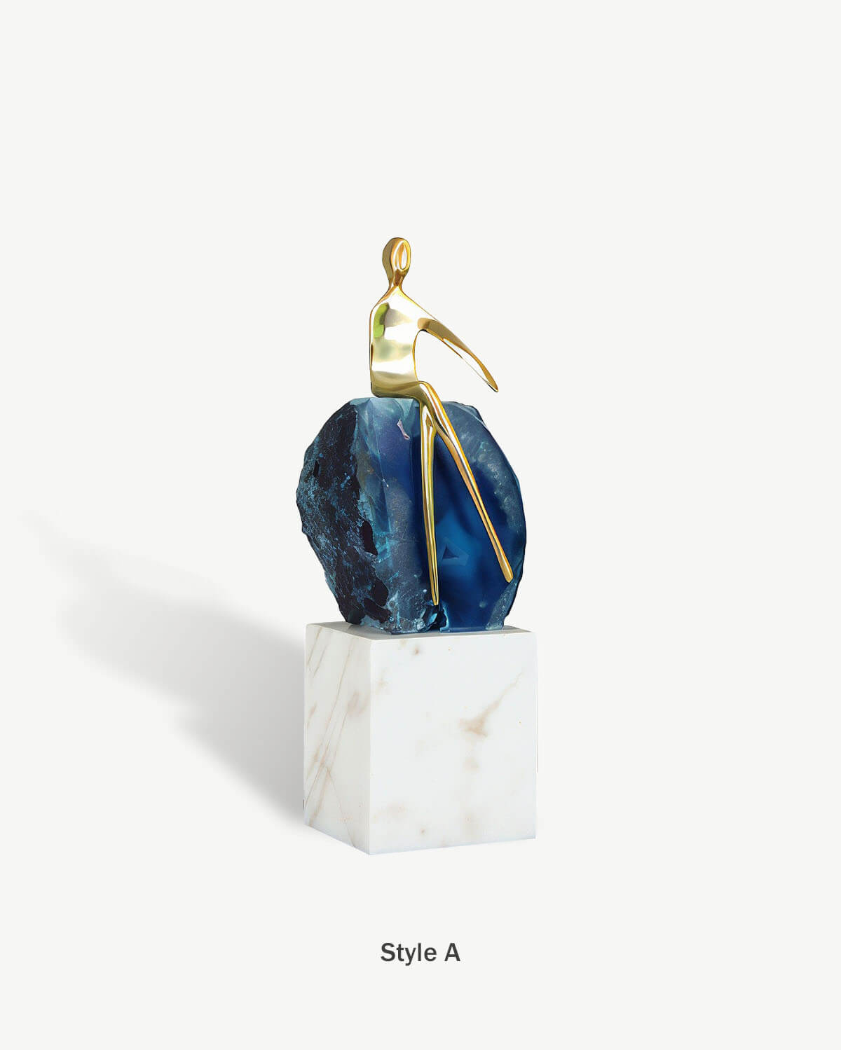 Blue Agate Thinker Sculpture Set