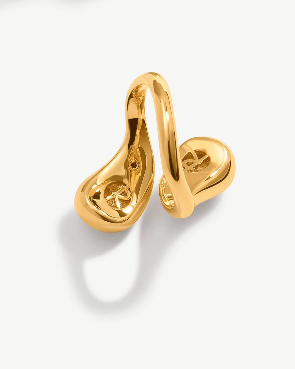 a pair of gold - plated rings on a white background