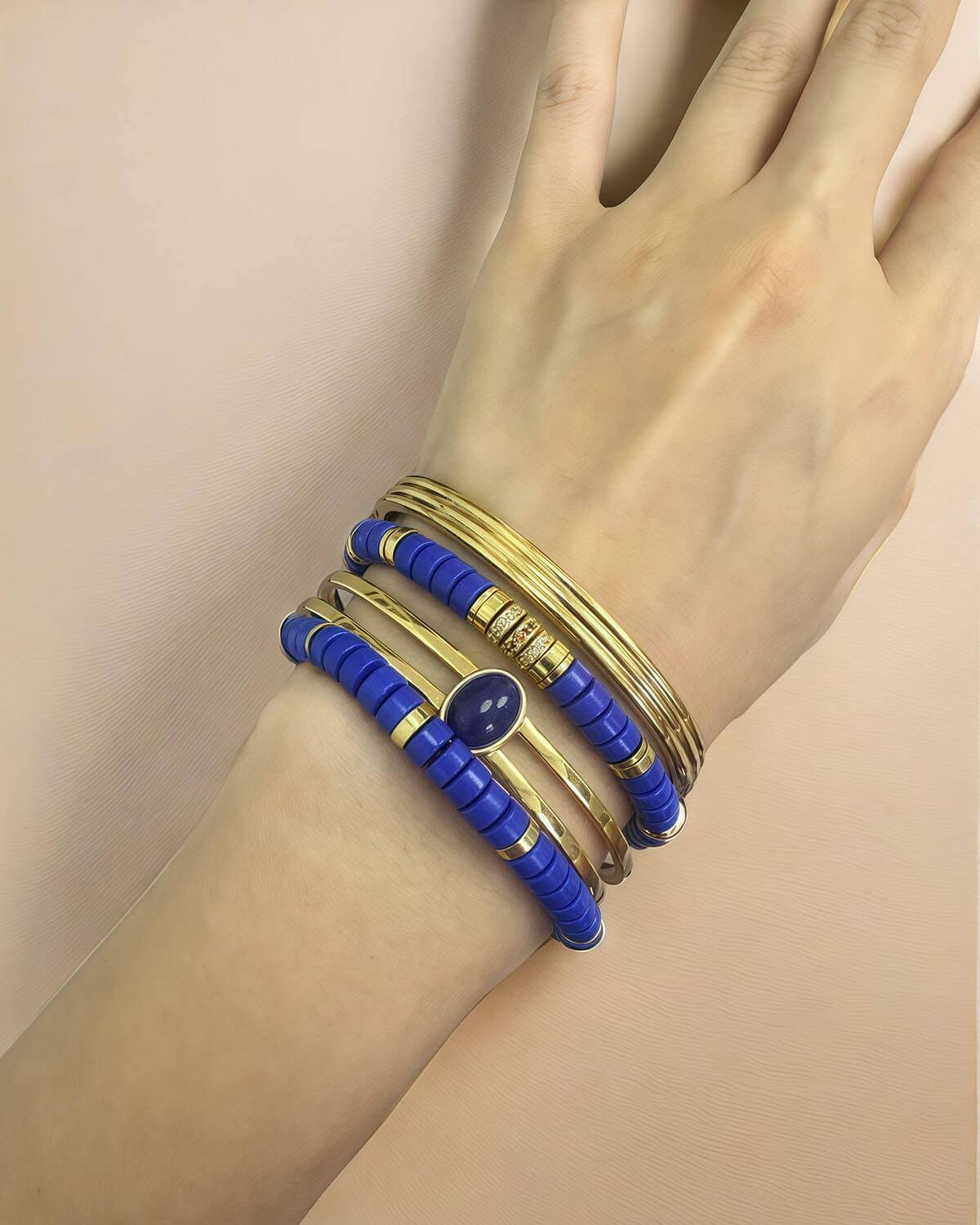 Wisdom Goddess-Lapis Lazuli Athena Disc Bead Bracelet